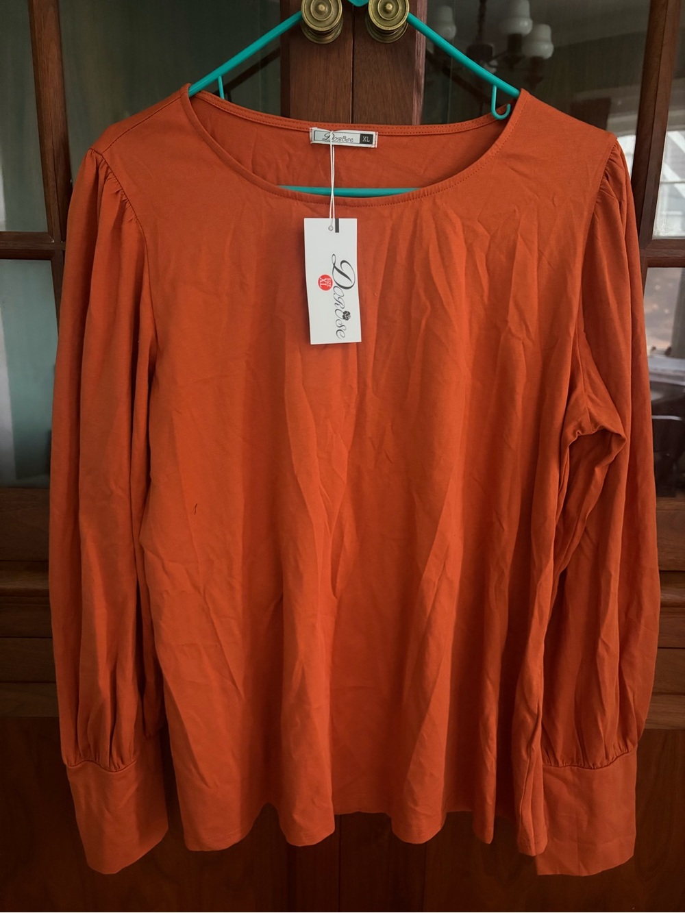 Women's Long-Sleeve Orange Blouse